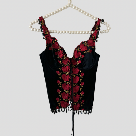 Vintage Embroidered Victoria's Secret corset